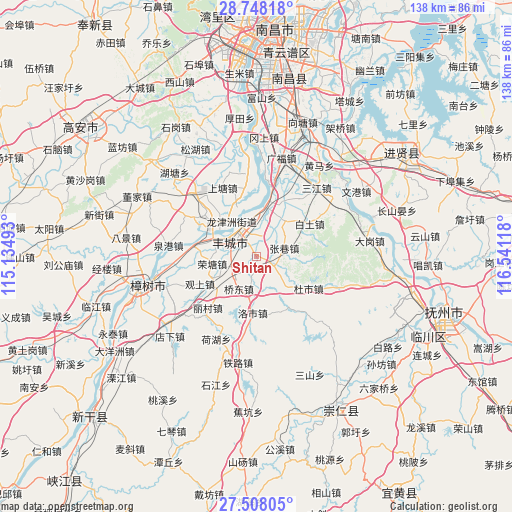 Shitan on map