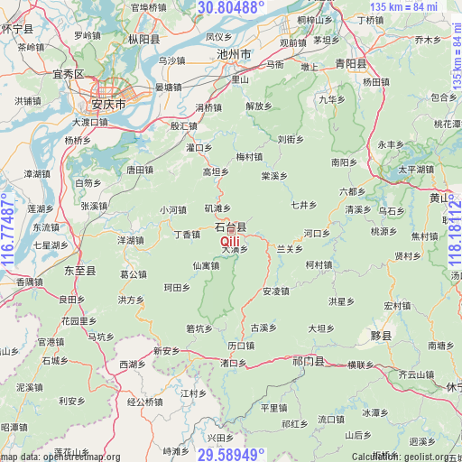 Qili on map