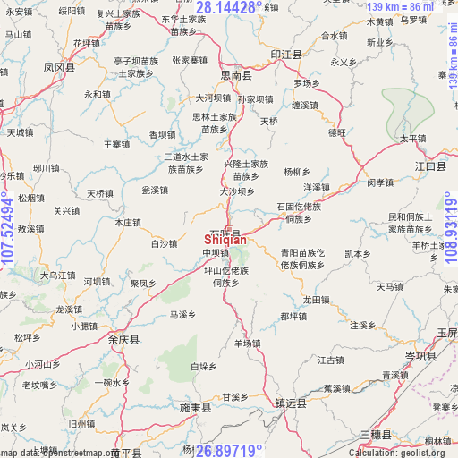 Shiqian on map