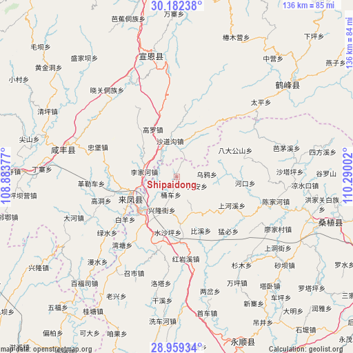 Shipaidong on map