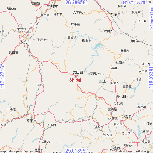 Shipai on map