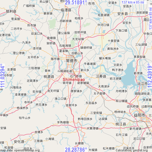 Shimenqiao on map