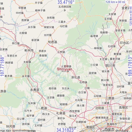 Shiliyuan on map