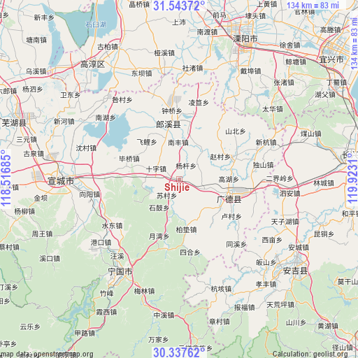 Shijie on map