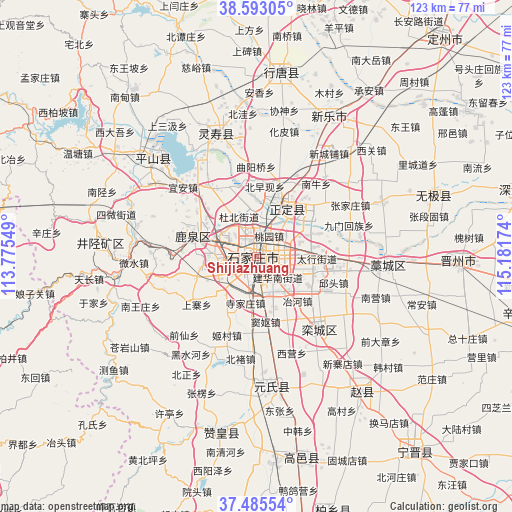 Shijiazhuang on map