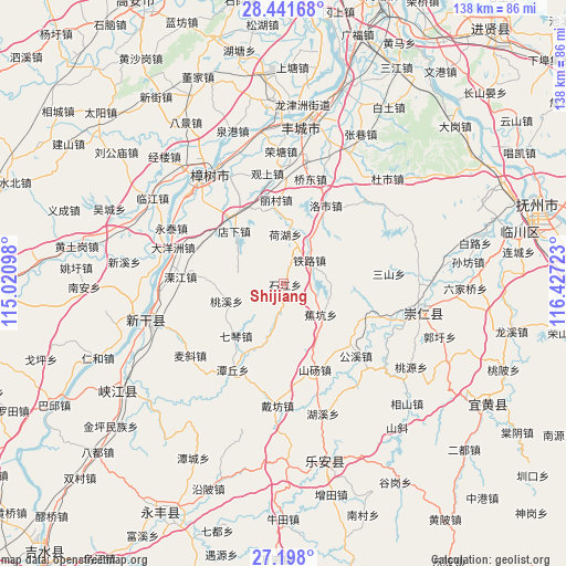 Shijiang on map