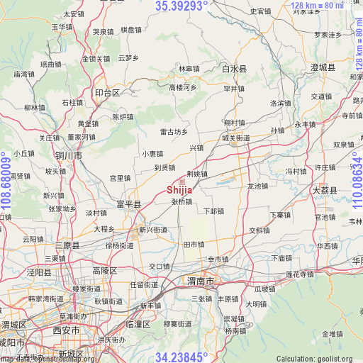 Shijia on map