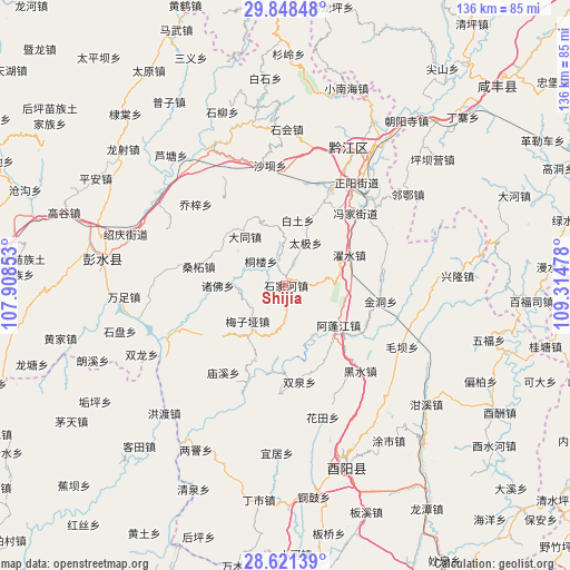 Shijia on map