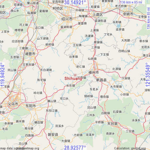 Shihuang on map