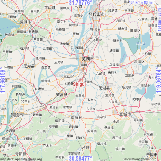 Shigui on map