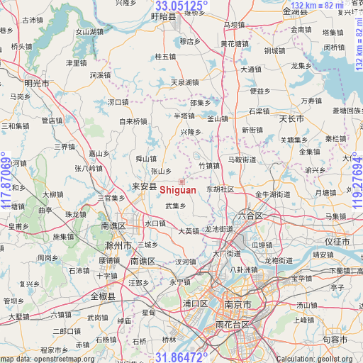 Shiguan on map