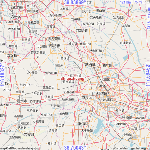 Shigezhuang on map