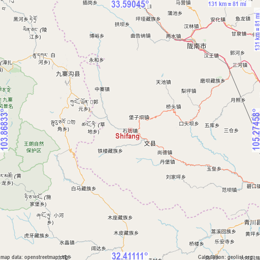 Shifang on map