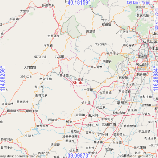 Shidu on map