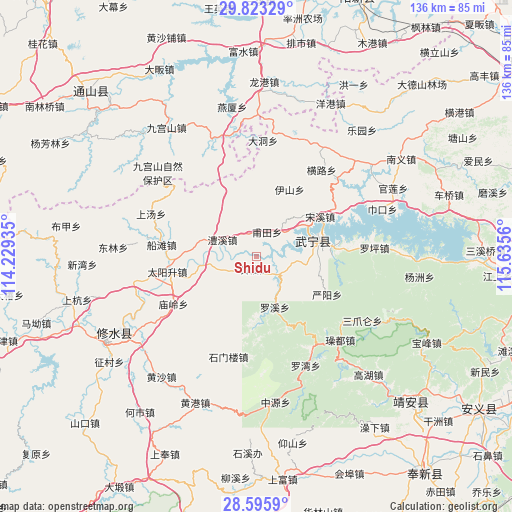 Shidu on map