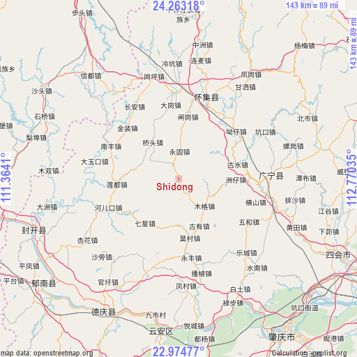 Shidong on map