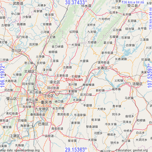 Shichuan on map