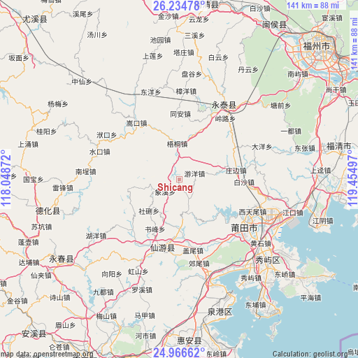 Shicang on map