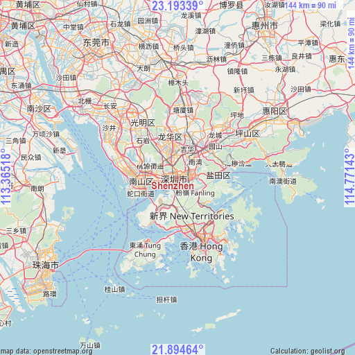 Shenzhen on map