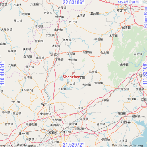 Shenzhen on map