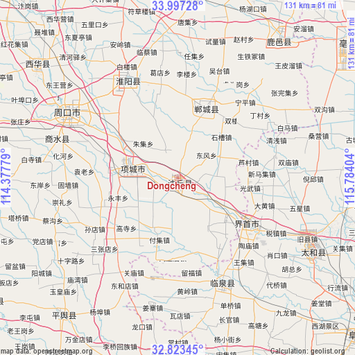 Dongcheng on map