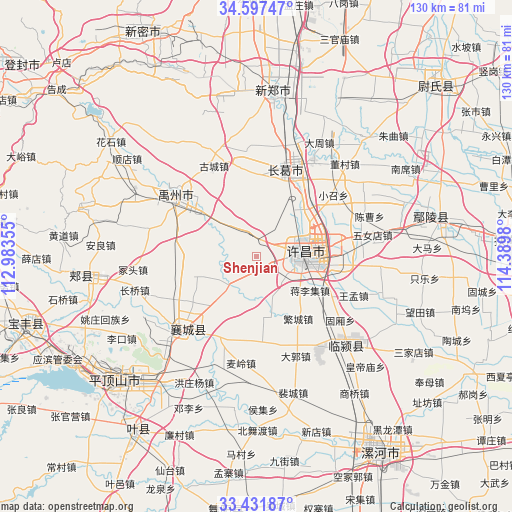 Shenjian on map