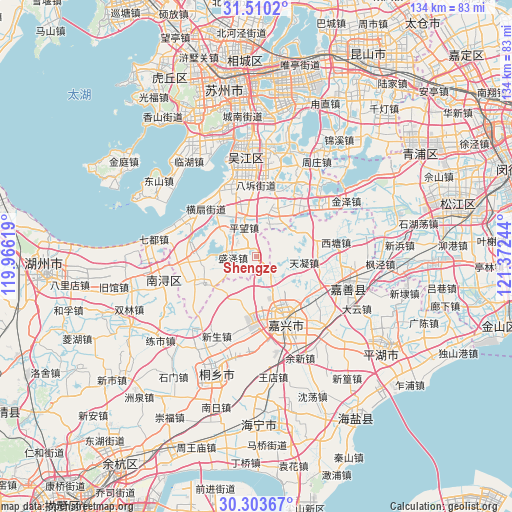 Shengze on map