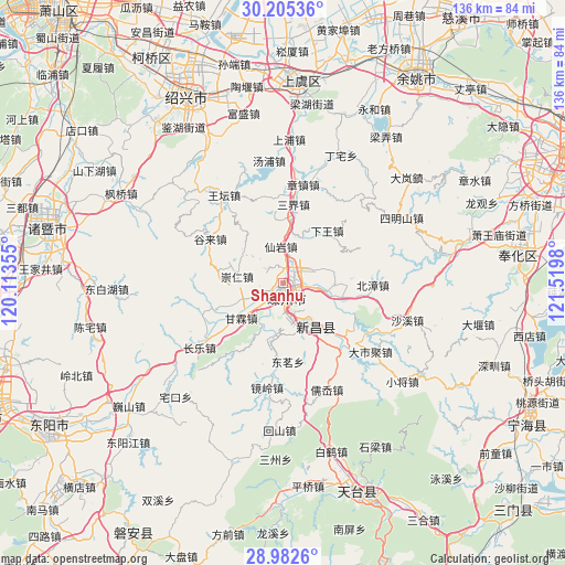 Shanhu on map