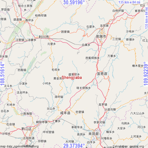 Shengjiaba on map