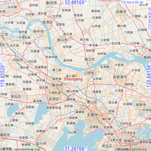 Shengang on map
