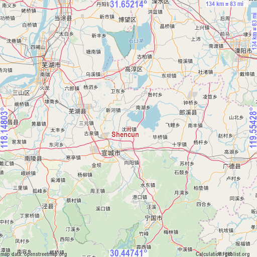 Shencun on map