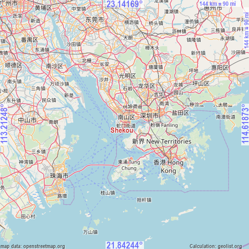 Shekou on map