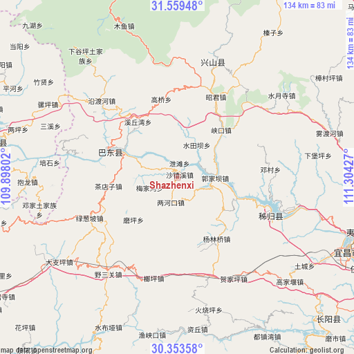 Shazhenxi on map