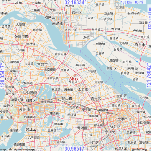 Shaxi on map