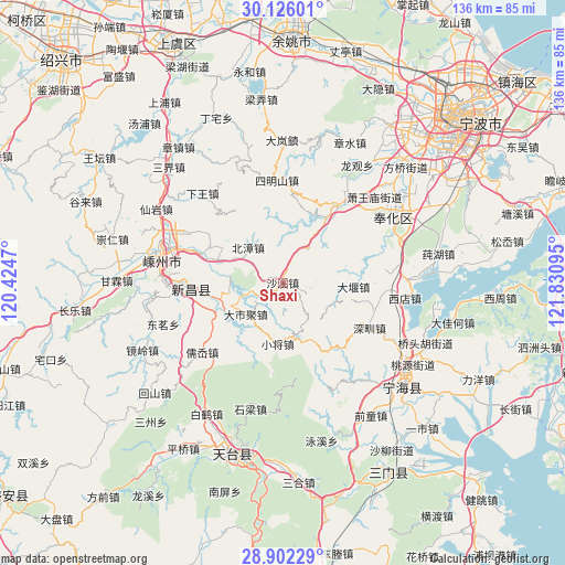Shaxi on map