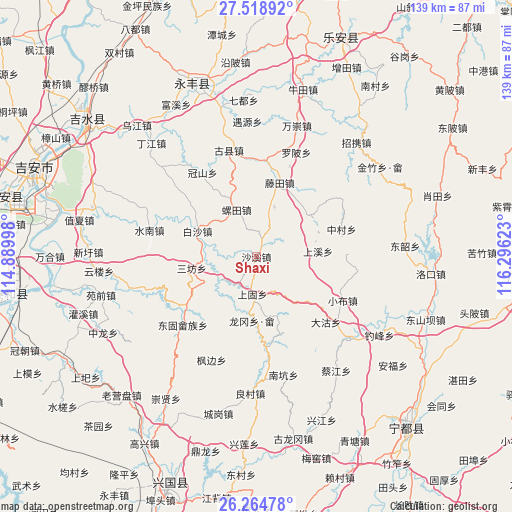 Shaxi on map