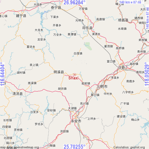 Shaxi on map