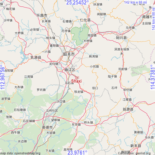 Shaxi on map