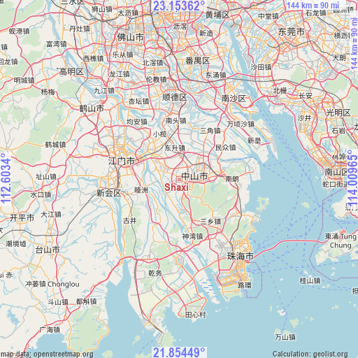 Shaxi on map