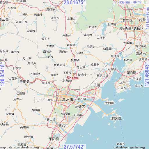 Shatou on map