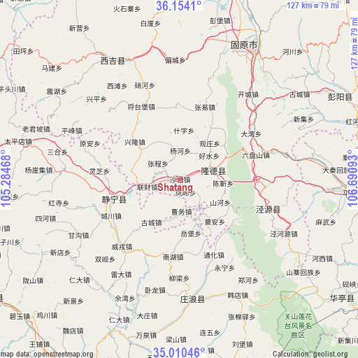 Shatang on map