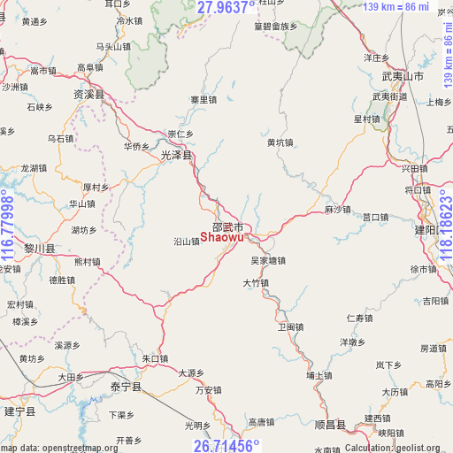 Shaowu on map