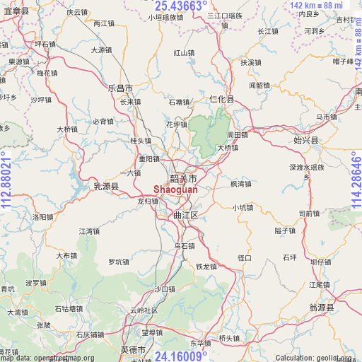 Shaoguan on map