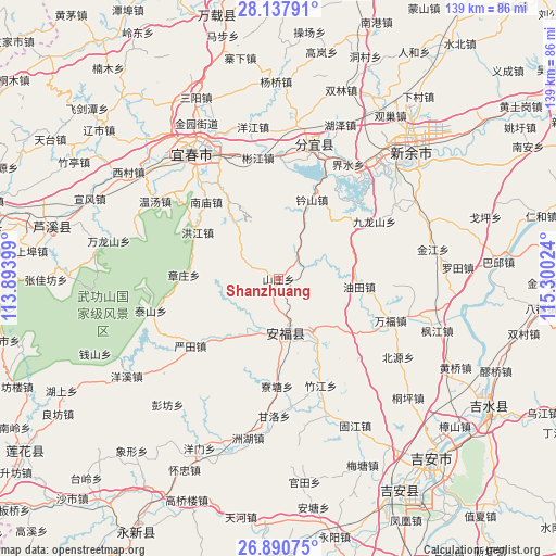 Shanzhuang on map