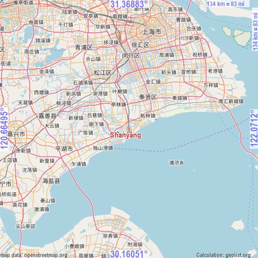 Shanyang on map