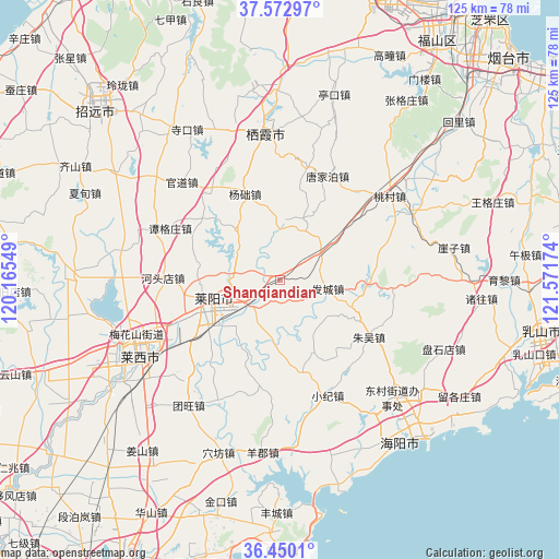 Shanqiandian on map