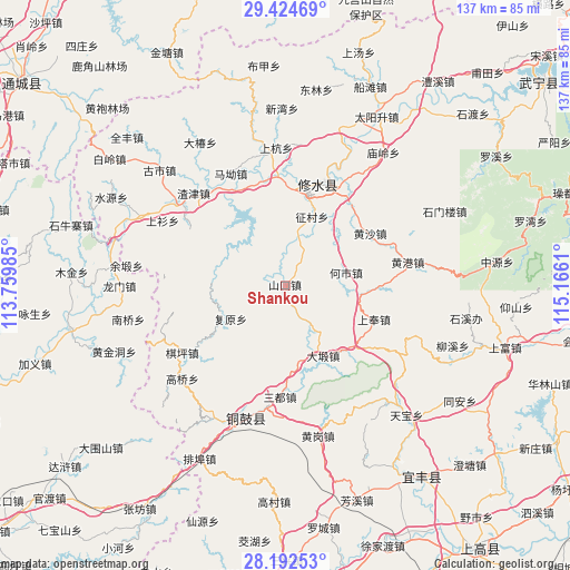 Shankou on map