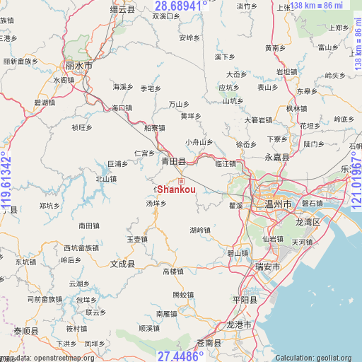 Shankou on map