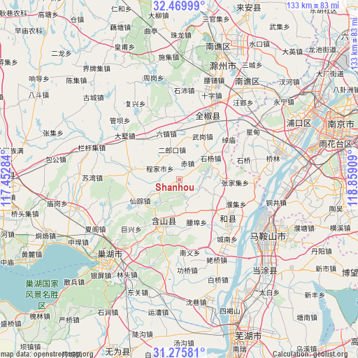 Shanhou on map