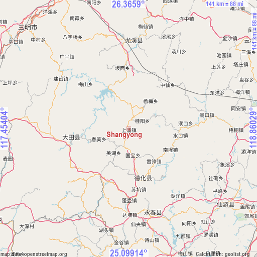 Shangyong on map